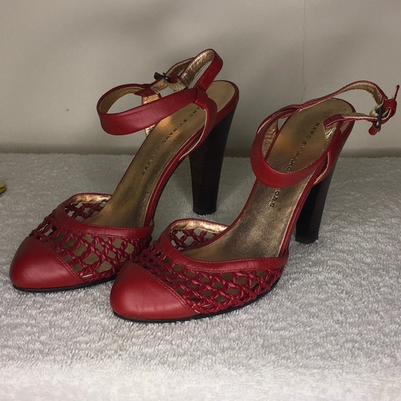 Marc by Marc Jacobs Red Leather Rounded Toe Heels (36 / US 6) - Picture 1 of 8